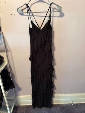 Beautiful Ruffled Black Summer Dress